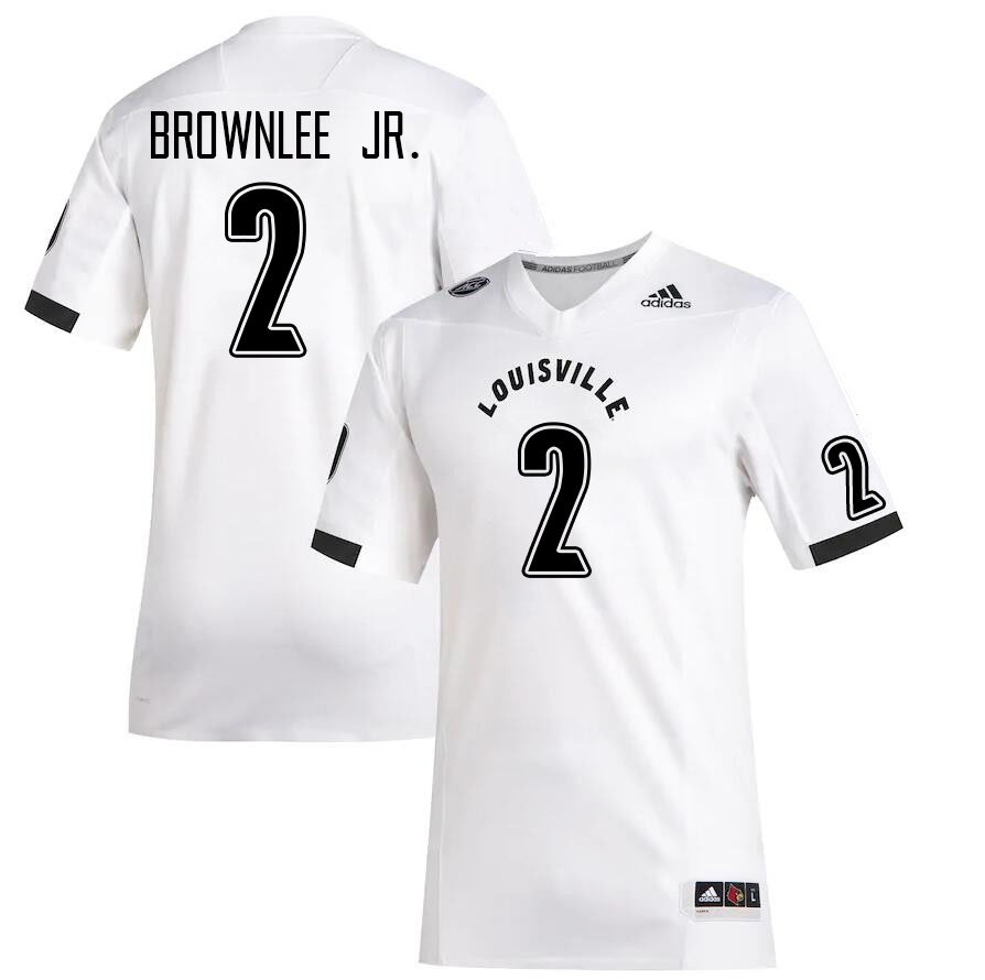 Men #2 Jarvis Brownlee Jr. Louisville Cardinals College Football Jerseys Stitched Sale-White - Click Image to Close